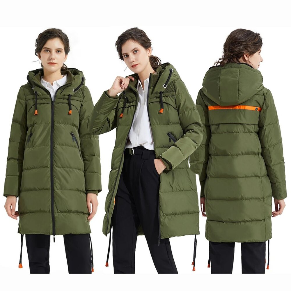 Orolay Jacket Womens Size S Green Thickened Down Drawstring Hooded Parka Coat